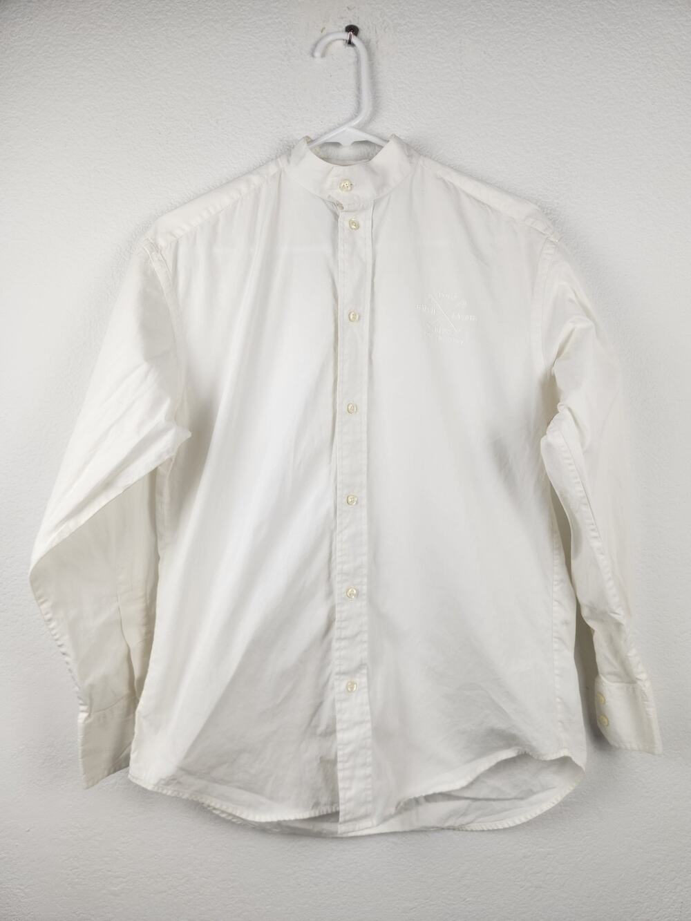Vintage Ralph Lauren Button Down White Blouse Size 6 Long Sleeve High Collar